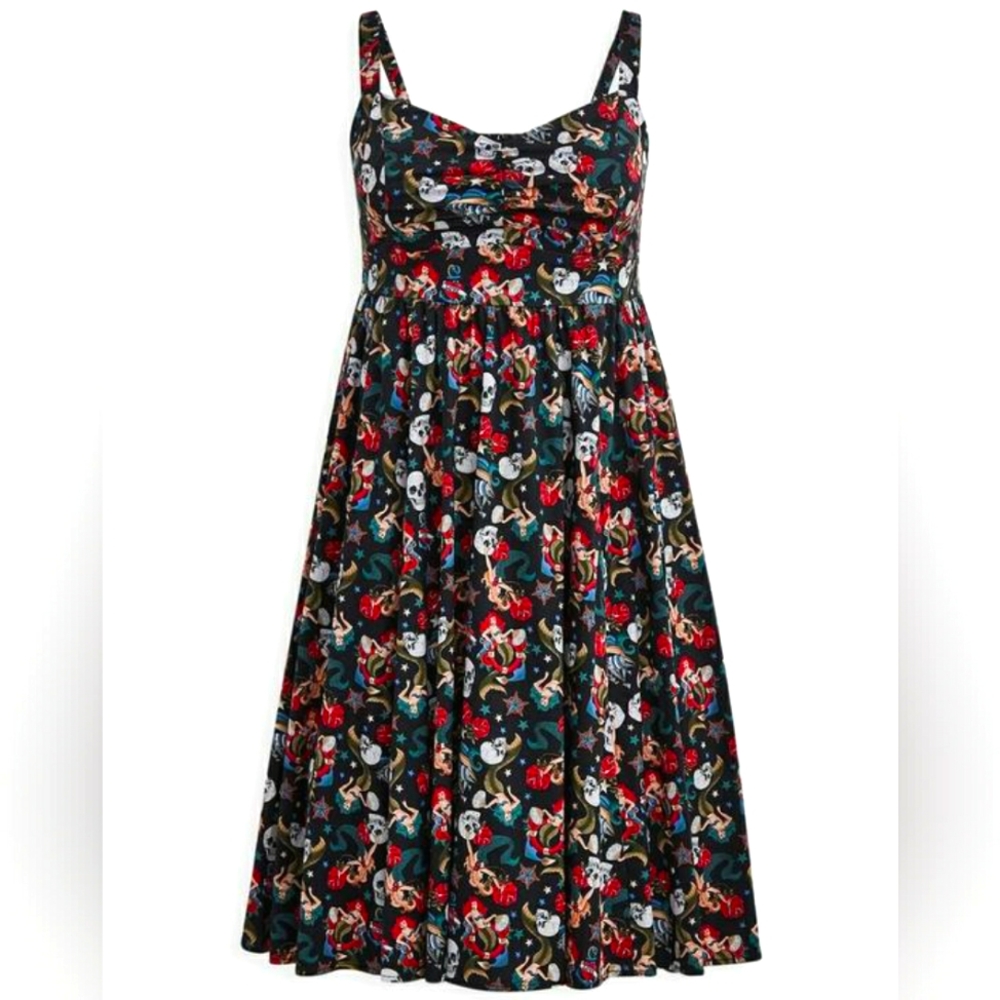 torrid Black Floral & Skull Print Midi Dress